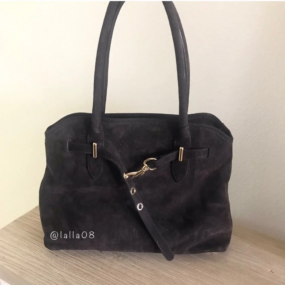 Chocolate Brown Suede Bag by Marlon